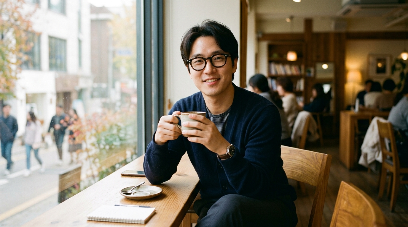 스마트 안경을 쓴 인물